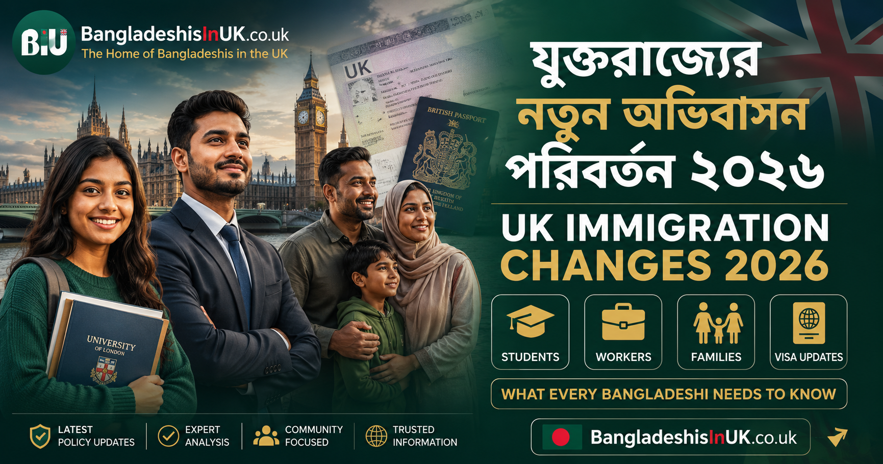 যুক্তরাজ্যের নতুন অভিবাসন পরিবর্তন ২০২৬ | UK Immigration Changes 2026: What Bangladeshi Students, Workers and Families Need to Know